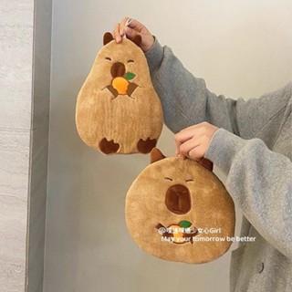 臺灣出貨 可愛小水豚擦手巾ins風家用吸水速乾洗臉巾兒童抹布手帕廚房毛巾