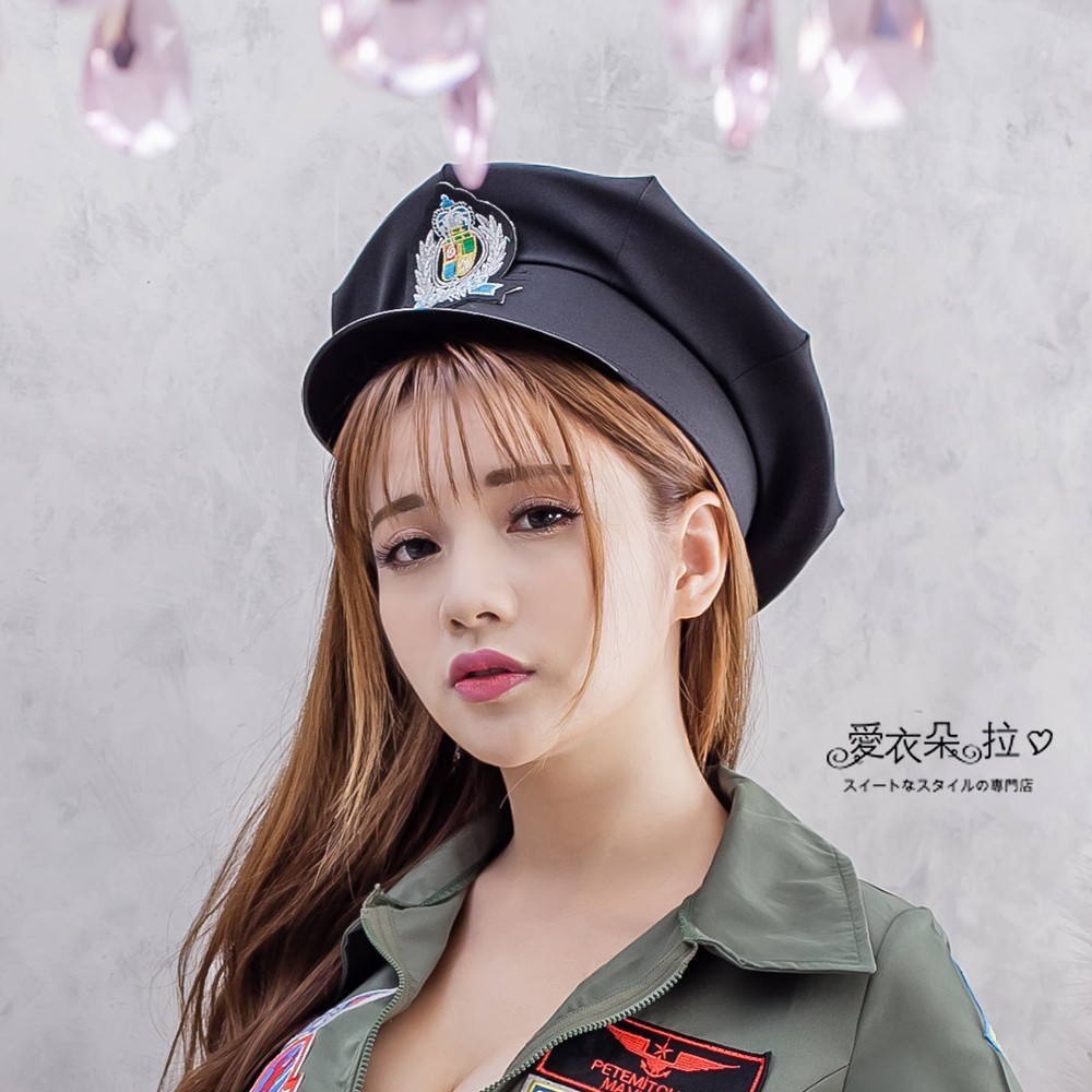 帽子 女警帽 COSPLAY角色扮演警察制服配件 黑色警帽