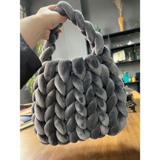 冰島毛線 絲絨版500g灌芯棉diy手工編織包包 diy 冰島毛線包材料包冰條線手提包女小方包手編織方包