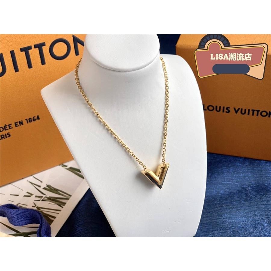 LISA二手 LV LOUIS VUITTON ESSENTIA V NECKLACE M61083 項鍊 頸鍊