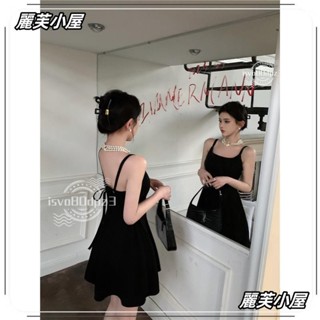 ❤️台灣現貨❤️黑色名媛吊帶洋裝2023A字高級感氣質收腰短裙SSM1