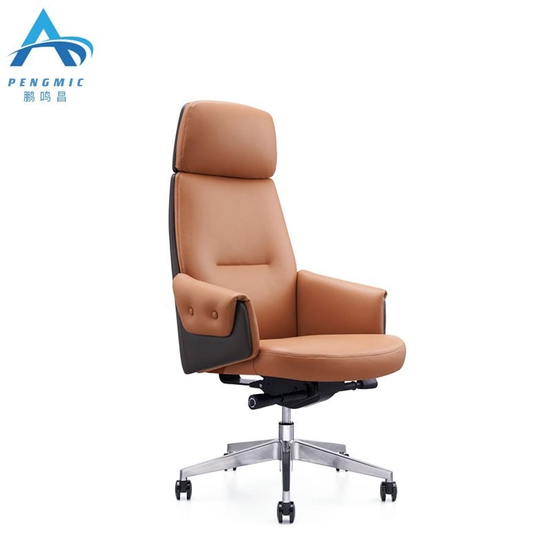 【宜心】真皮人體工學設計老闆椅辦公室舒適久坐電腦椅護腰傢用陞降書房椅 GU8L