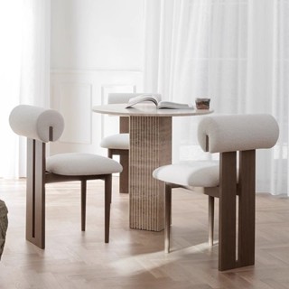 複古網紅實木餐椅侘寂風北歐設計師化妝椅子軟包藝術感中古河馬椅