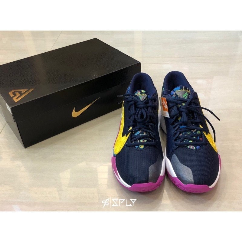 Nike Zoom Freak 2 藍黃 希臘塗鴉 字母哥 籃球 DB4738-400