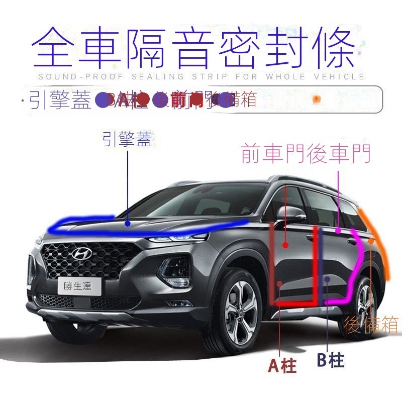 【臺灣出貨】【Hyundai專用】Santa Fe現代老新勝達專用汽車密封條車門隔音條全車改裝防塵配件裝飾用品