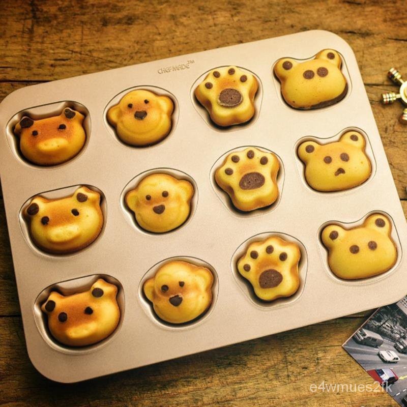 學廚烘焙卡通童趣蛋糕模具小豬小猴青蛙貓爪寶寶輔食麵包饅頭烤盤 UX0S