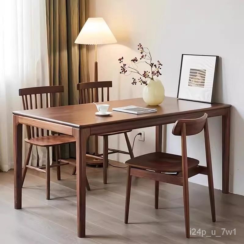 實木餐桌傢用長方形喫飯桌子飯桌原木小戶型現代簡約餐桌椅組閤 實木餐桌 餐桌椅 椅子 桌子
