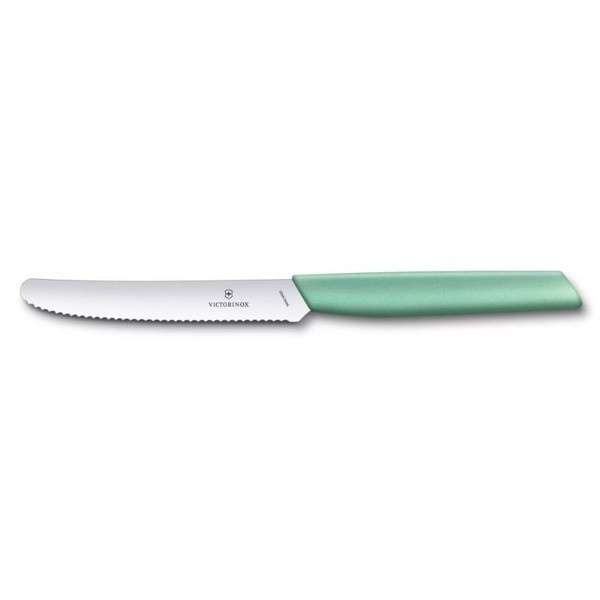 【Victorinox 瑞士維氏】SWISS MODERN 蕃茄刀和餐刀 11cm-綠(6.9006.11W41) 墊腳石購物網