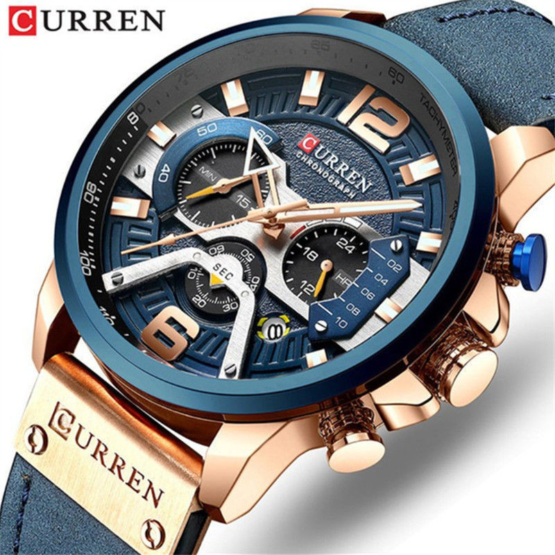 CURREN卡瑞恩男士手錶商務皮帶錶日厤男錶六針石英錶時尚潮流腕錶