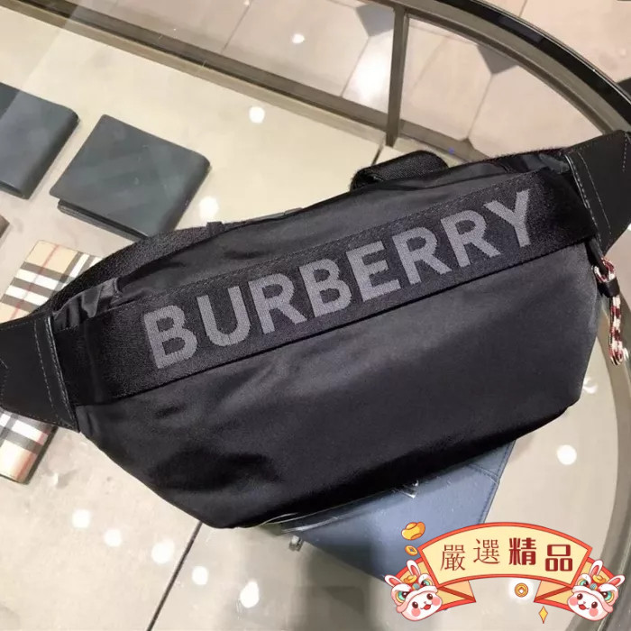 二手 BURBERRY（博柏利）Vintage格紋字母Logo印花 胸包 單肩斜挎腰包8026557