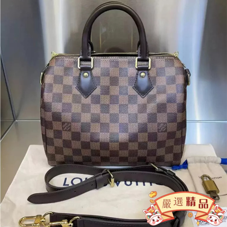 二手 LV（路易威登）Speedy 25 經典棋盤格枕頭包 手提包 單肩斜背包N41368