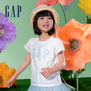 Gap 女幼童裝 Logo純棉圓領短袖T恤-白色(890363)