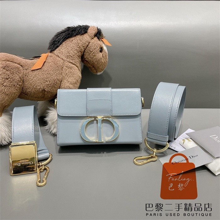 正品免運 Dior 迪奧 30 Montaigne Mini Box 霧霾藍 迷你 蒙田包/盒子包/單肩包/斜背包