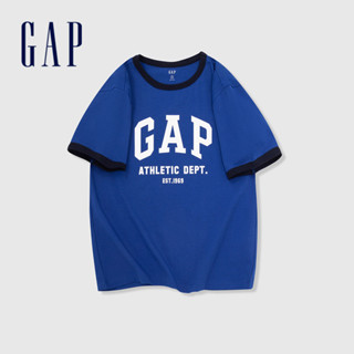 Gap 男裝 Logo純棉印花圓領短袖T恤-藍色(885846)
