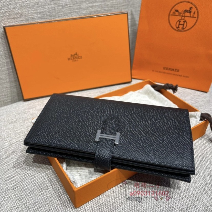 『二手精品』Hermes 愛馬仕 Bearn 經典款 黑色 H 銀扣 長夾 手拿包 皮夾 epsom小牛皮 長款錢包