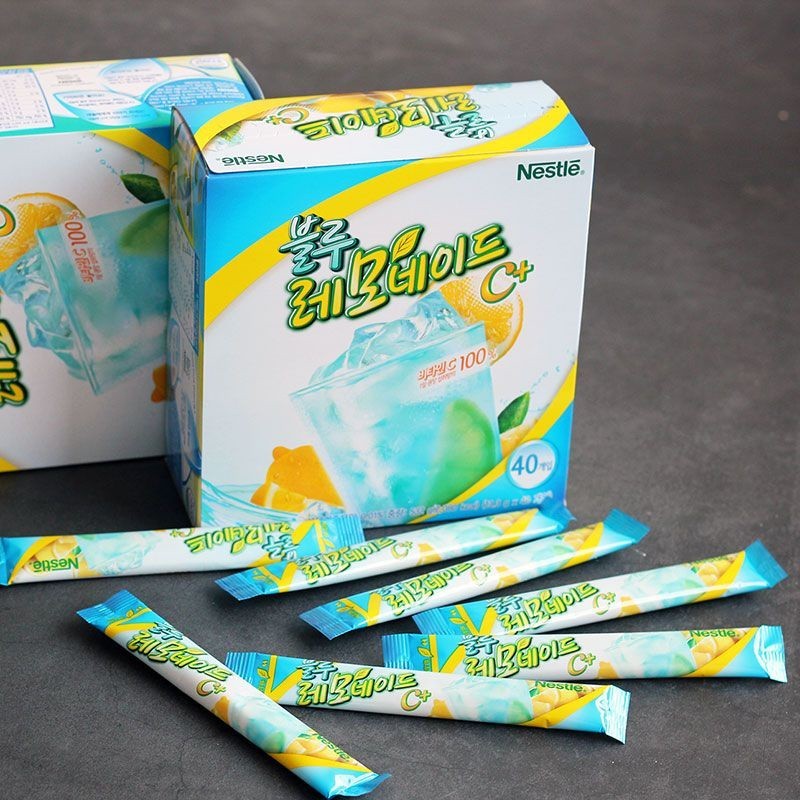 優選水果茶 韓國進口藍檸檬汁雀巢藍色檸檬果汁沖飲原料速溶小條果汁禮盒