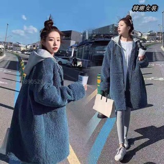 🔥韓潮大碼女裝🔥加大尺碼女生休閒秋冬外套 寬鬆 150公斤內可穿 顯瘦冬季原宿風寬鬆長款羔羊絨外套女300斤胖m#大