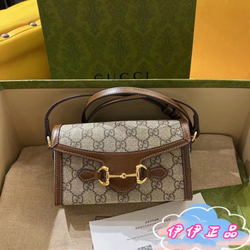 Gucci 古馳 Horsebit 1955 Mini 699296 單肩斜跨包 橫版 手機包 盒子包