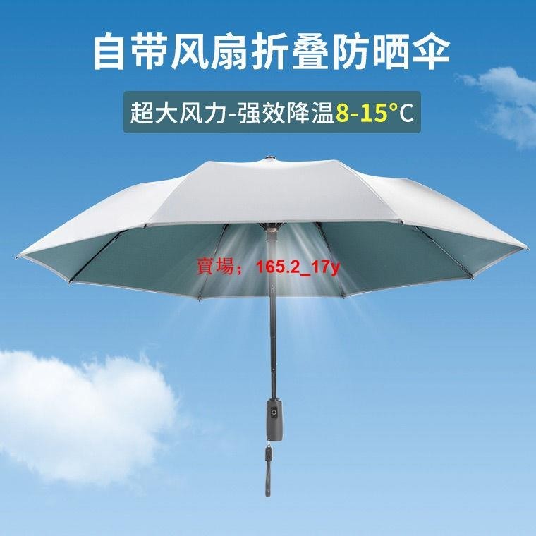 太陽傘風扇💖德國折疊風扇傘降溫神器超強防曬防紫外線遮陽傘晴雨兩用2023新款