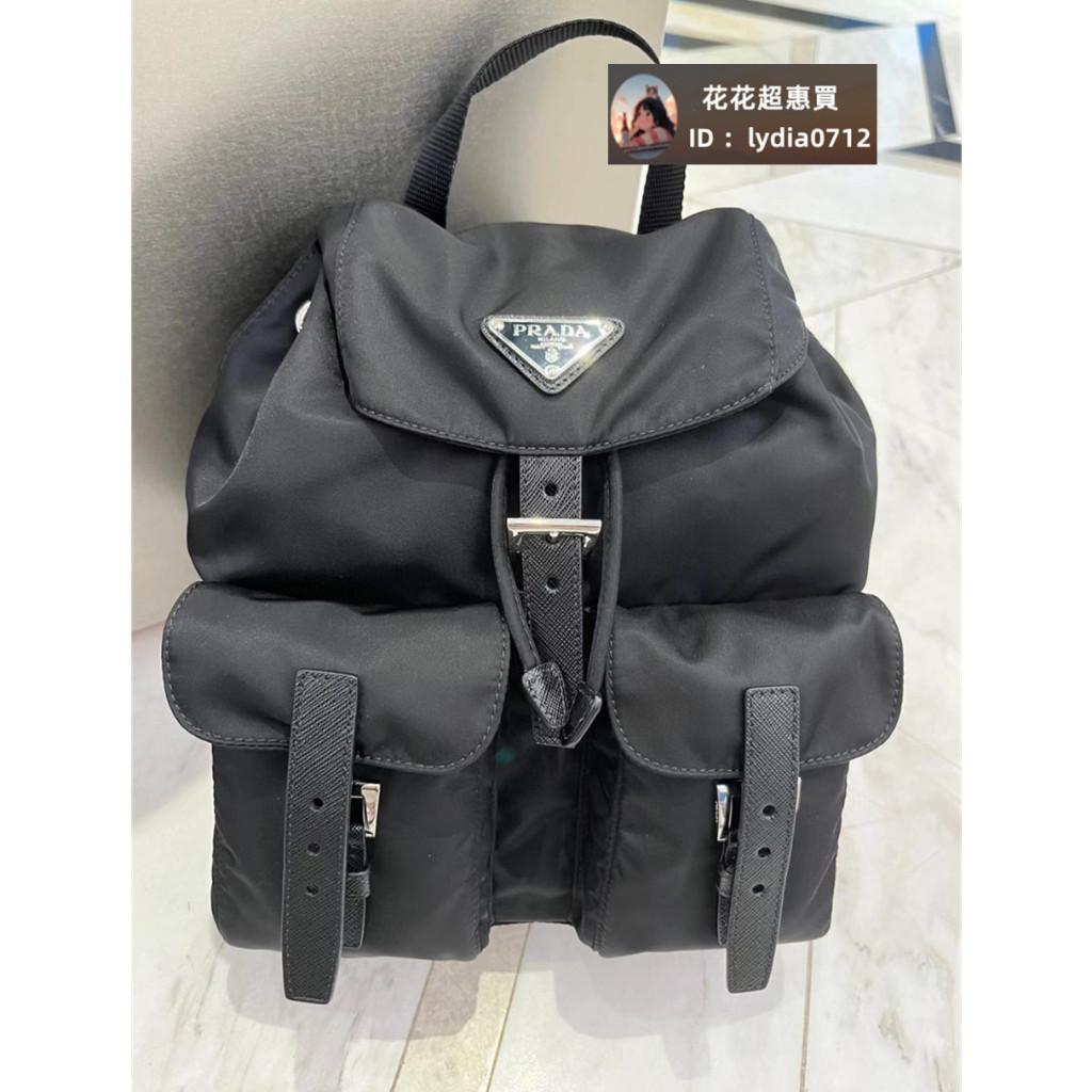 (二手品）PRADA 普拉達 Re-Nylon 黑色尼龍 小號背包1BZ677 1BZ811中號 後背包 雙肩包