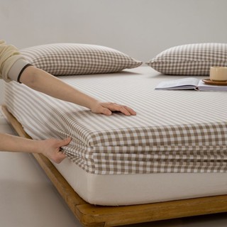 日式格子床笠單件水洗棉床罩單人學生宿舍席夢思床墊套全包圍床單