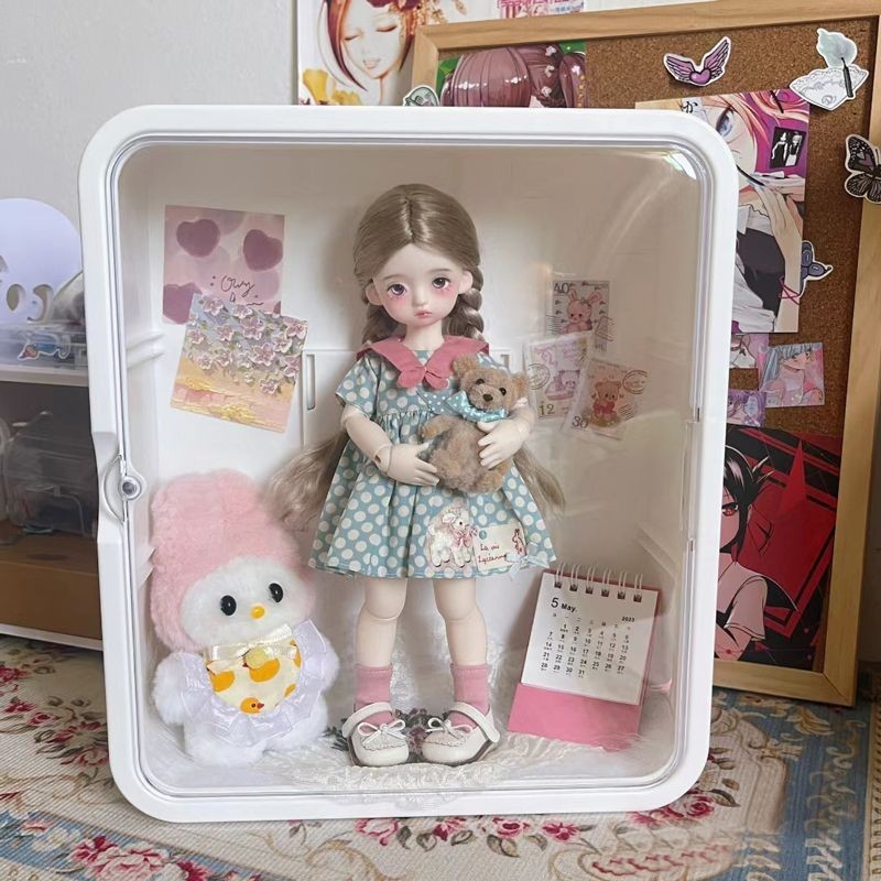 🔥台灣出貨🔥bjd六分娃娃收納盒棉花娃娃屋房子別墅盲盒展示盒場景造景高顏值