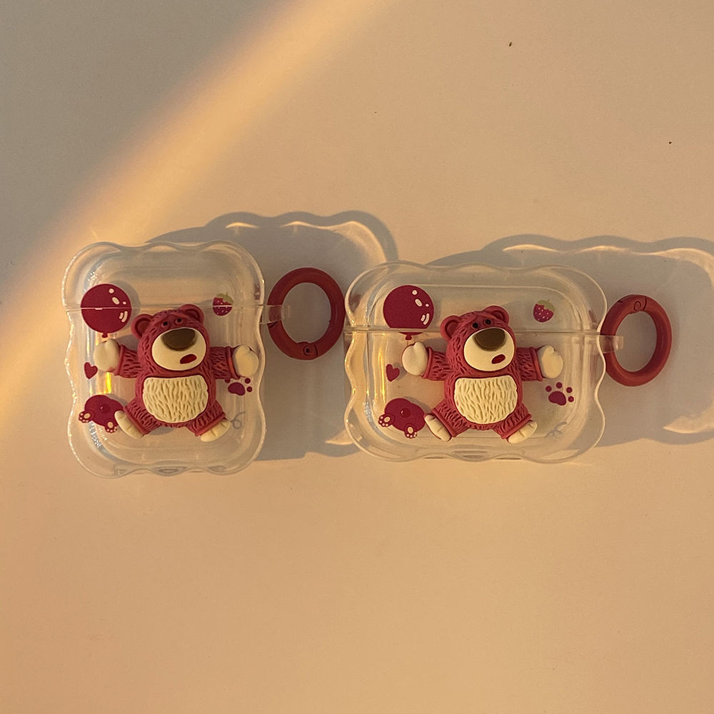 🔥熱銷產品🔥草莓熊適用於AirPods1/2代保護套pro3代蘋果無綫藍牙二三代耳機套耳機保護套 造型耳機套 蘋果耳機