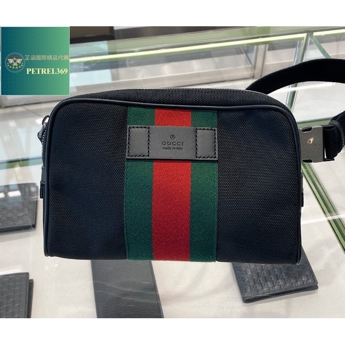 二手精品 Gucci 古馳包包 中性經典尼龍配皮腰包 男女胸包 肩背包 630919