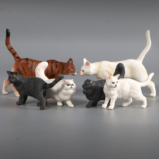 模型 仿真 可愛小貓咪擺件兒童玩具貓咪塑料模型玩偶小孩子早教認知動物套裝