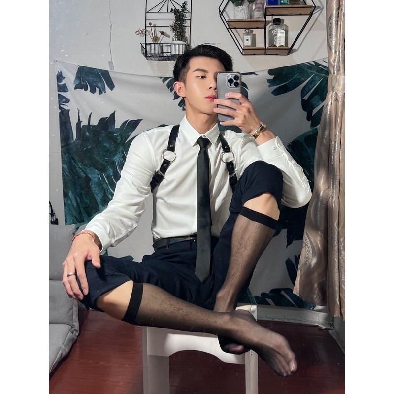 🔥賣場熱銷🔥3雙赫爾男士日本隱形超薄腳尖透明商務正裝皮鞋絲襪長筒男絲襪