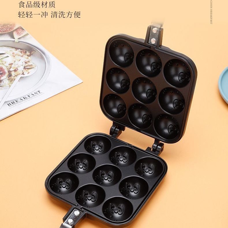 🔥熱賣🔥新款9孔章魚小丸子煎鍋烘焙模具不粘多孔煎蛋鍋爆漿雞蛋仔烤盤