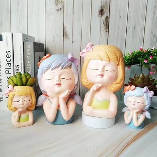 【精品臺灣】可愛少女小花盆 北歐仙女花盆 創意多肉花盆 佈置個性 可愛微景觀 室內擺飾 花環小仙女 樹脂小盆栽不含植物