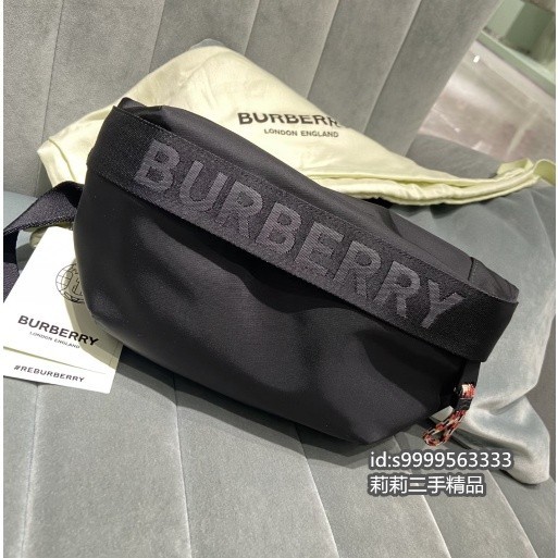 現貨二手 Burberry Sonny 黑色 LOGO 素面 尼龍 腰包 胸口包 80256681 現貨實拍