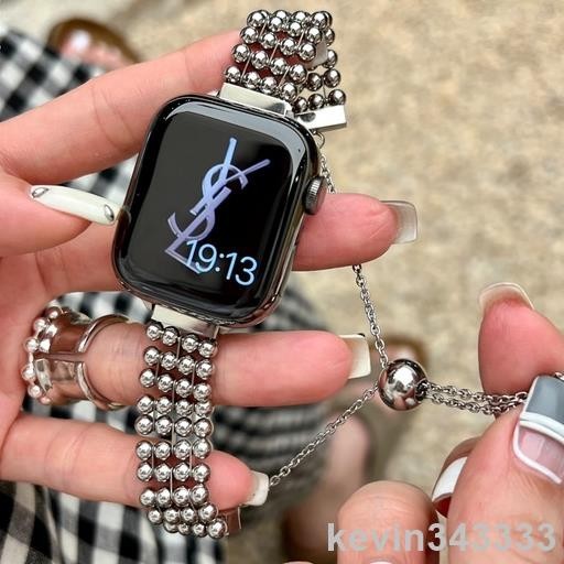 台灣出貨 適用於Apple Watch鋼珠不鏽鋼錶帶適用於Applewatch345678代S8iwatch手錶帶