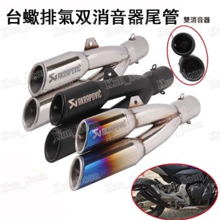 ✅有開發票 臺蠍排氣管雙消音器尾管 重機通用51mm介面 雷霆雙出口 天蠍排氣管尾喉燒藍鍍彩