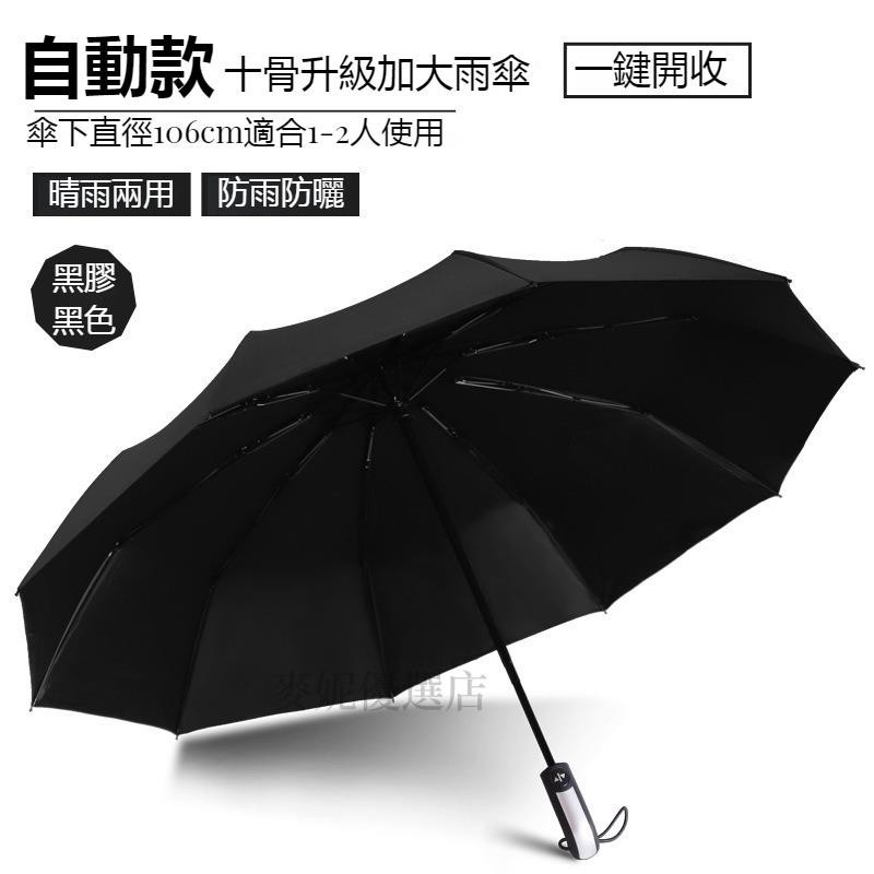【台灣出貨】十骨大號自動黑膠商務雙人晴雨兩用傘折疊雨傘遮陽防曬防紫外線太陽傘