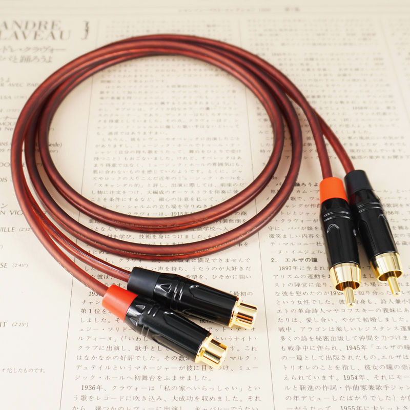 純銅雙蓮花公對母音頻線二對二RCA信號線延長線功放音箱響連接線
