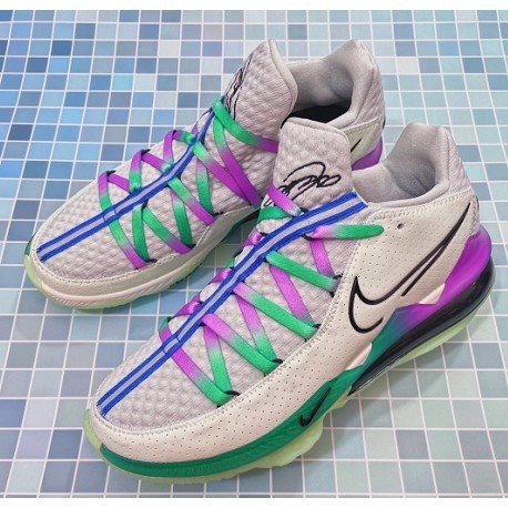 免運 Nike Lebron 17 low 白綠紫 夜光 低筒 籃球鞋 CD5006-005