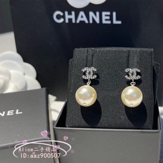 精品二手 CHANEL 香奈兒 經典雙C 珍珠吊墜吊飾 鑲鑽 耳環/ 耳釘 A36138 現貨免運