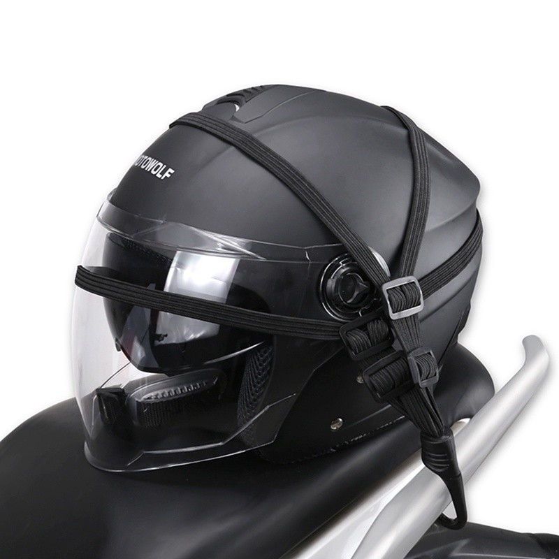 ☒摩托車伸縮頭盔行李彈力繩帶自行車摩托車配件收納網繩鉤