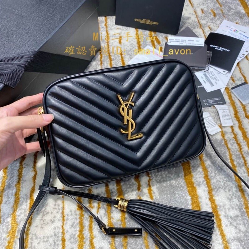 二手 YSL Saint Laurent 相機包 Lou CAMERA Bag 牛皮 黑色 金扣 銀扣 520534