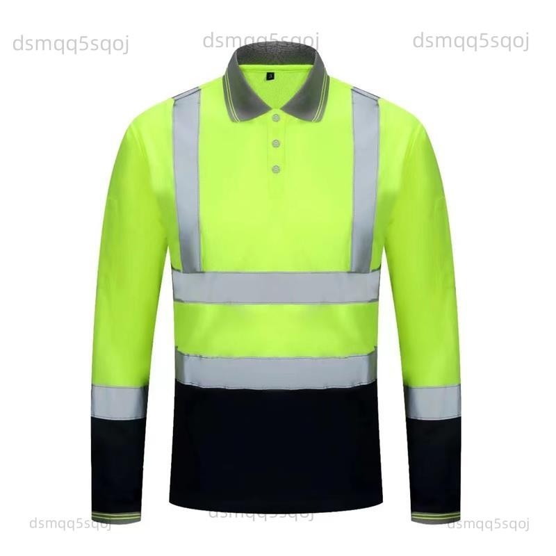 品質保障 反光T恤長袖道路交通安全服男女管理環衛工作服外套翻領