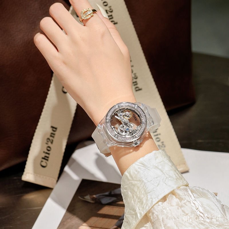 臺灣發貨GUOU正品手錶女款小衆2023年新款時尚機械錶高級感冷淡風女士手錶
