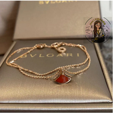 精品 Bvlgari 寶格麗 18K 玫瑰金 Diva 紅玉髓 扇形 小裙子 手鏈 現貨