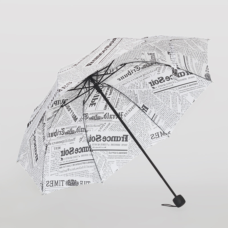 【順順裝飾】太陽傘 雨傘創意文藝雨傘女折疊三折碰擊布單人個性折疊白色復古無涂層報紙傘