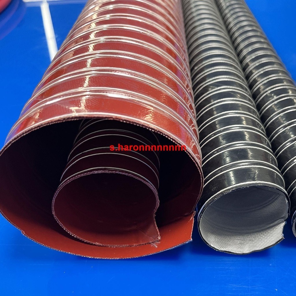 熱賣12紅色高溫風管螺旋管耐300度耐高溫伸縮鋼絲軟管大口徑高溫波紋管