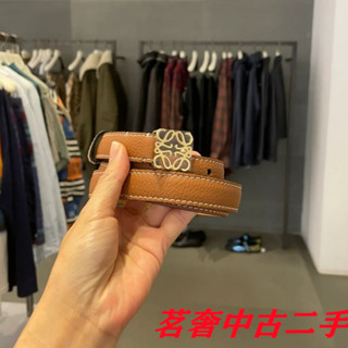 LOEWE 羅意威 Anagram 女生 2cm 皮帶 棕色荔枝紋 金扣 皮帶 腰帶