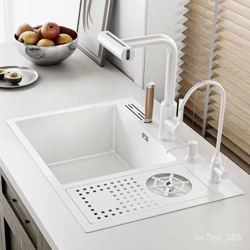 Bubble Shop🫧WNDR白色304不銹鋼洗杯器水槽自動奶茶咖啡廳洗菜吧臺加厚單槽