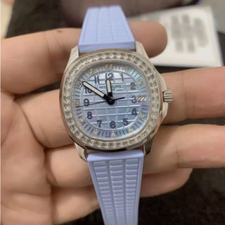 AQUANAUT系列女款手雷5027藍色鑲鑽女錶 自動上鏈機械錶