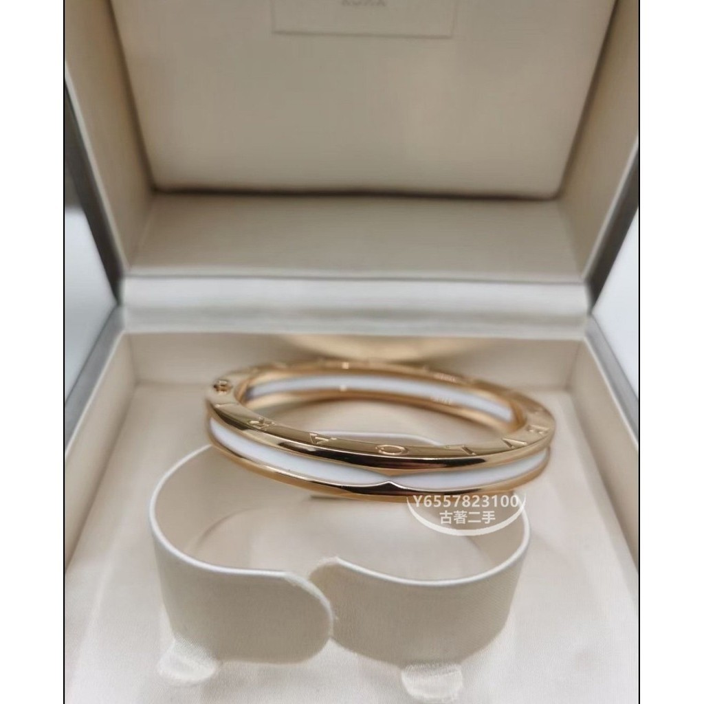 二手便宜出 BVLGARI 寶格麗 B.ZERO1系列手鐲 金屬陶瓷18K玫瑰金手環 BR857617